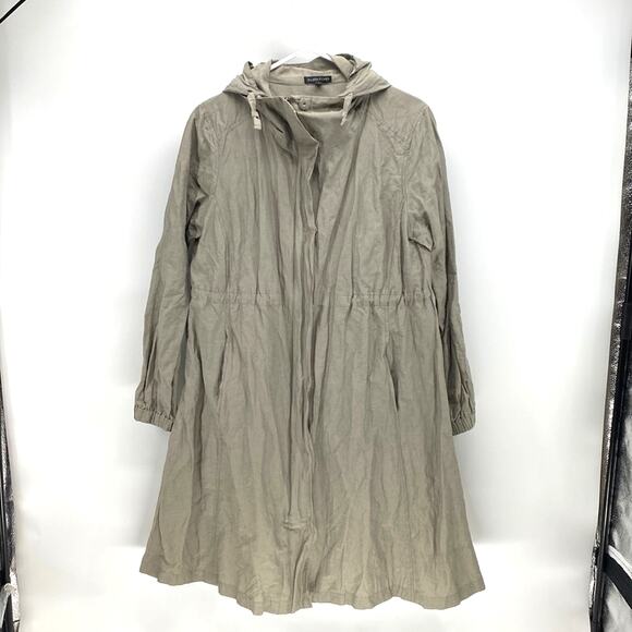 Eileen Fisher nylon metallic A-line hooded jacket light green oversized size S - Picture 1 of 12